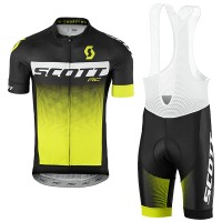 2017 Scott Rc Schwarz Weiß Gelb Fahrradbekleidung Satz Radtrikot Kurzarm+Kurz Trägerhose