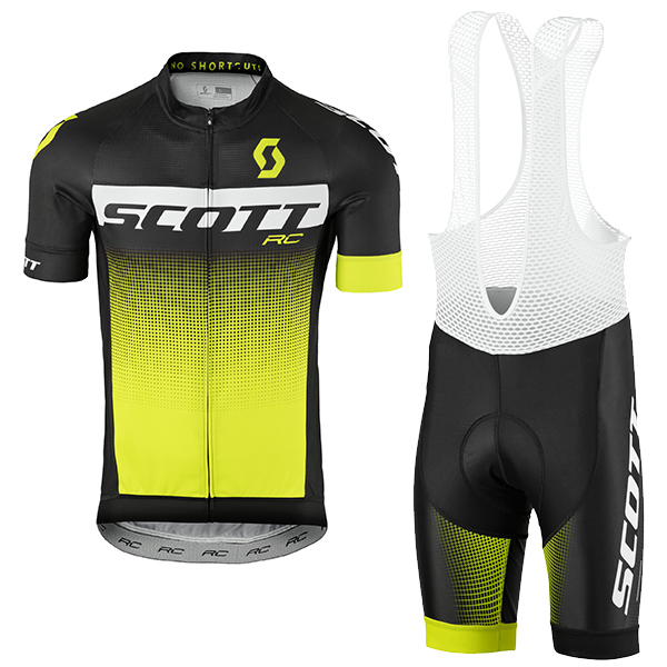 2017 Scott Rc Schwarz Weiß Gelb Fahrradbekleidung Satz Radtrikot Kurzarm+Kurz Trägerhose 2017 Scott Rc Schwarz Weiß Gelb Fahrradbekleidung Satz Radtrikot Kurzarm+Kurz Trägerhose