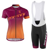 2017 Scott Damen orange violett Fahrradbekleidung Satz Radtrikot Kurzarm+Kurz Trägerhose
