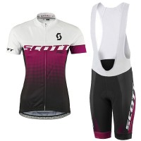 2017 Scott Damen Weiß violett Fahrradbekleidung Satz Radtrikot Kurzarm+Kurz Trägerhose