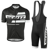 2017 Scott Rc Schwarz-Weiß Fahrradbekleidung Satz Radtrikot Kurzarm+Kurz Trägerhose
