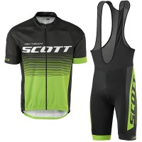 2017 Scott Rc Schwarz Grün Fahrradbekleidung Satz Radtrikot Kurzarm+Kurz Trägerhose