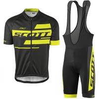 2017 Scott Rc Schwarz Gelb Fahrradbekleidung Satz Radtrikot Kurzarm+Kurz Trägerhose