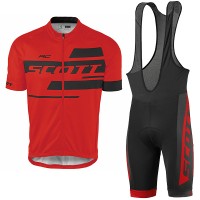 2017 Scott Rc Rot Fahrradbekleidung Satz Radtrikot Kurzarm+Kurz Trägerhose