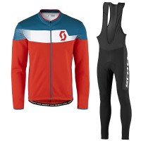 2017 Scott Rc Blau Rot Fahrradbekleidung Satz Radtrikot Langarm+Lang Trägerhose