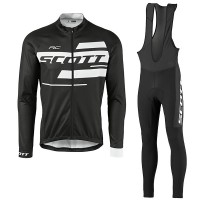 2017 Scott Rc Schwarz-Weiß Fahrradbekleidung Satz Radtrikot Langarm+Lang Trägerhose