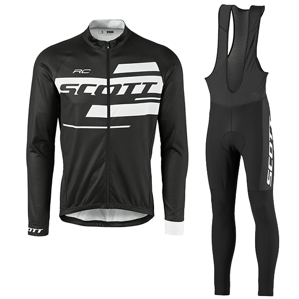 2017 Scott Rc Schwarz-Weiß Fahrradbekleidung Satz Radtrikot Langarm+Lang Trägerhose 2017 Scott Rc Schwarz-Weiß Fahrradbekleidung Satz Radtrikot Langarm+Lang Trägerhose