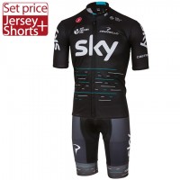 2017 Sky Pro Fahrradbekleidung Satz Radtrikot Kurzarm+Kurz Radhose Schwarz