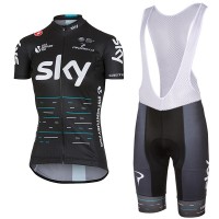 Sky Pro Damen 2017 Schwarz Fahrradbekleidung Satz Radtrikot Kurzarm+Kurz Trägerhose
