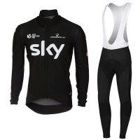 Sky Pro Schwarz 2017 Gabba Fahrradbekleidung Satz Radtrikot Langarm+Lang Trägerhose