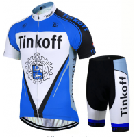 2017 Tinkoff Blau Fahrradbekleidung Satz Radtrikot Kurzarm+Kurz Radhose