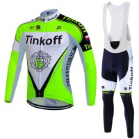 2017 Tinkoff Grün Fahrradbekleidung Satz Radtrikot Langarm+Lang Trägerhose