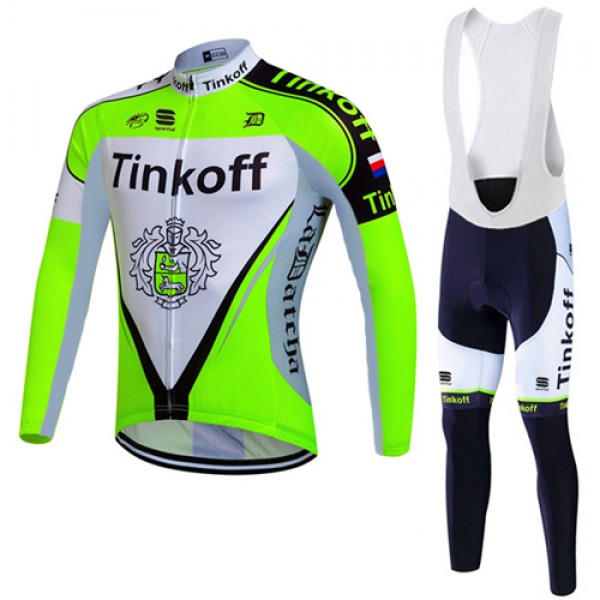 2017 Tinkoff Grün Fahrradbekleidung Satz Radtrikot Langarm+Lang Trägerhose