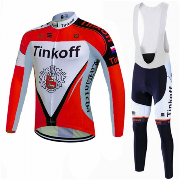 2017 Tinkoff Rot Fahrradbekleidung Satz Radtrikot Langarm+Lang Trägerhose