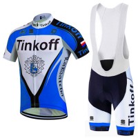 2017 Tinkoff Blau Fahrradbekleidung Satz Radtrikot Kurzarm+Kurz Trägerhose