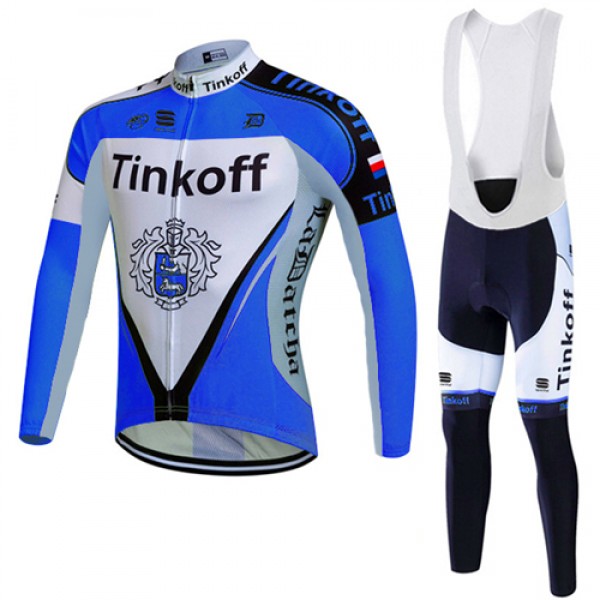 2017 Tinkoff Blau Fahrradbekleidung Satz Radtrikot Langarm+Lang Trägerhose