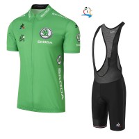 2017 Tour de France Grün Fahrradbekleidung Satz Radtrikot Kurzarm+Kurz Trägerhose Schwarz