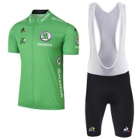 2017 Tour de France Grün Fahrradbekleidung Satz Radtrikot Kurzarm+Kurz Trägerhose