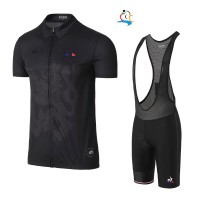2017 Tour de France Schwarz Fahrradbekleidung Satz Radtrikot Kurzarm+Kurz Trägerhose Schwarz