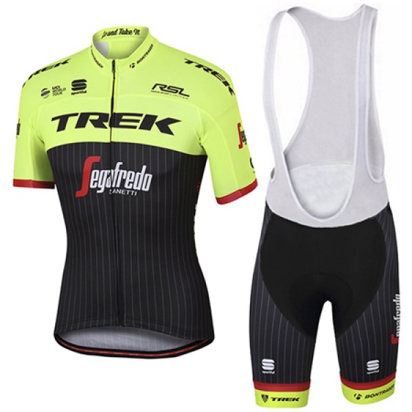 Trek Segafredo Pro 2017 Gelb Fahrradbekleidung Satz Radtrikot Kurzarm+Kurz Trägerhose Trek Segafredo Pro 2017 Gelb Fahrradbekleidung Satz Radtrikot Kurzarm+Kurz Trägerhose