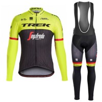 Trek Segafredo 2017 Fahrradbekleidung Satz Radtrikot Langarm+Lang Trägerhose Gelb