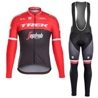 Trek Segafredo 2017 Fahrradbekleidung Satz Radtrikot Langarm+Lang Trägerhose Rot